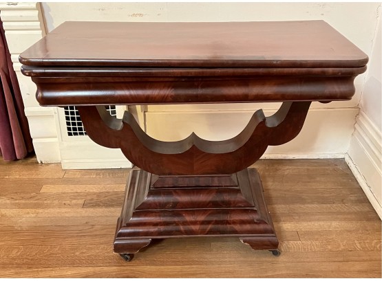 Antique Mahogany Ca. 1840 Card/Game Table Empire Style On Casters