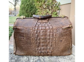 Antique Alligator Skin Satchel Doctors Bag