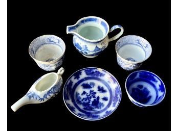 6 18th & 19th Century Blue White Asian Porcelain