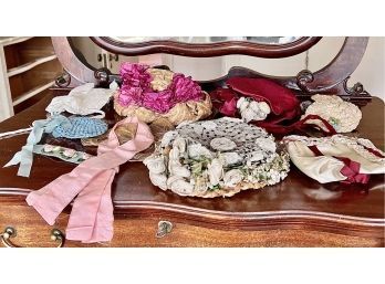 Lovely Lot Of Antique Doll Hats (9 Pieces)