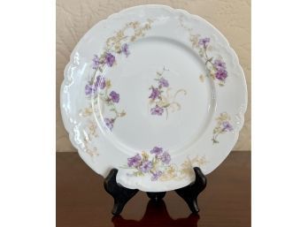 9 Antique 8.5'Limoges Plates With Purple Flowers