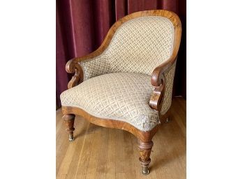 Antique Arched Back Occasional Chair Fabric Needs Mended