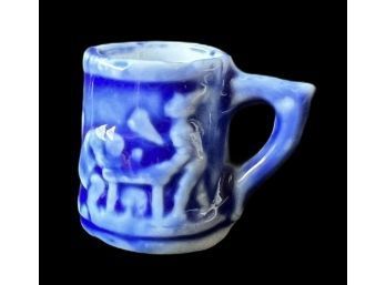 Antique Miniature 1' Blue Ceramic Stein
