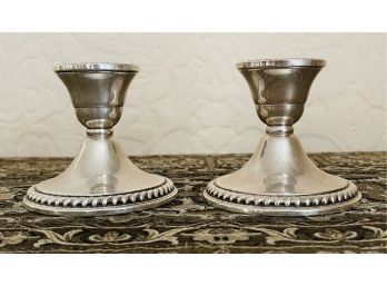2 Antique Weighted Sterling Silver Candle Sticks By Cornwell