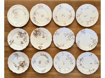 12 Assorted Pattern Limoges 8.5' Plates