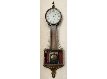 Antique Ca. 1820 Banjo Wall Clock With Pendulum Unmarked Has Keys