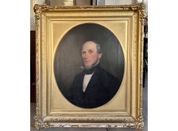 Handsome Antique Oil Portrait Of Gentleman Ornate Gilt Frame