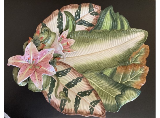 Large Hand Crafted Fitz & Floyd Orchid Platter Plate