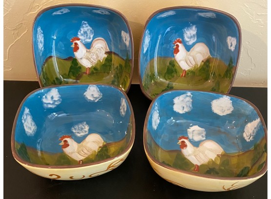 4  5.5' Ceramic Rooster Bowls