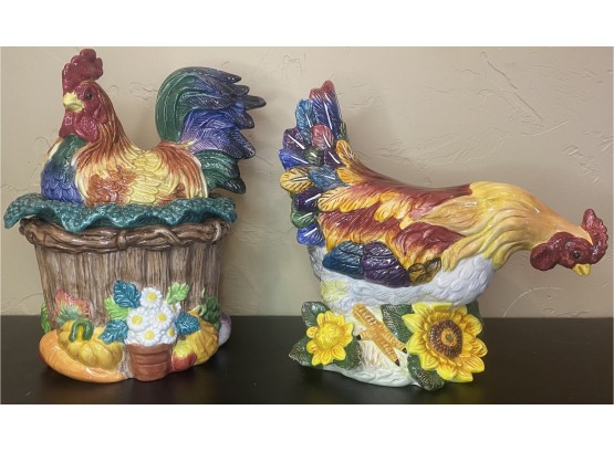 (2) Colorful Chickens! One By Fitz And Floyd