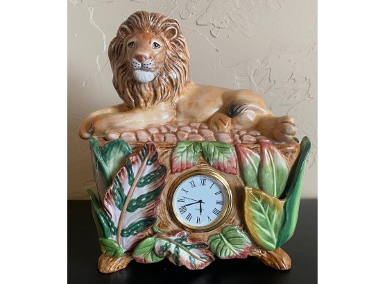 Fitz & Floyd Ceramic Lion Box Clock