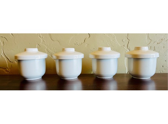4 White Egg Cups With Lids