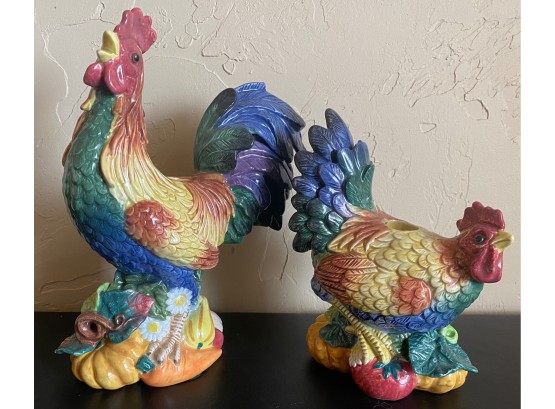 Fitz & Floyd Hen & Rooster Candle Holders