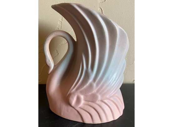 Vintage Weller Swan Vase In Pink And Blue