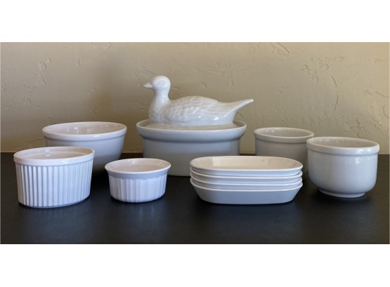 Assorted Lot Of White Ceramic Kitchen & Bakeware
