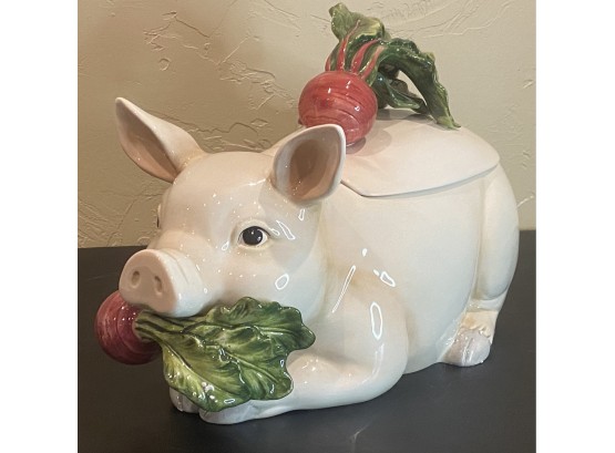 Gorgeous Fitz And Floyd Pig Tureen With Original Box