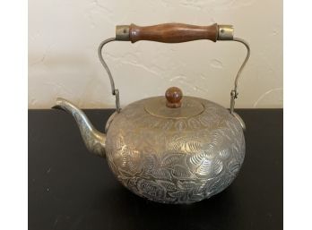 Vintage Hand Carved Solid Brass Pot