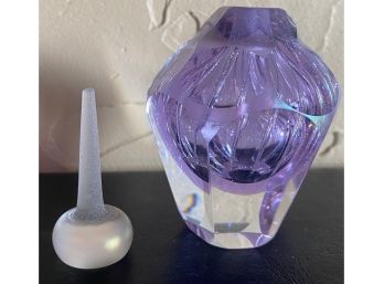 Lavender Art Glass Signed Perfume Bottle