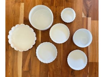 7 Pc. Assorted Sizes White Bakeware With Some Made In France