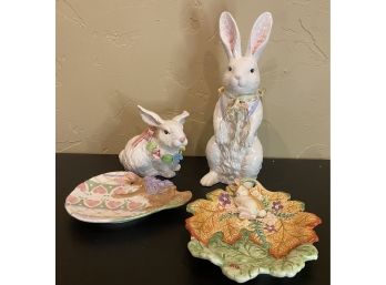 Great Collection Of Rabbit Decor Including (2) Fitz And Floyd Plates