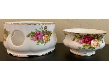 2 Pc Royal Albert Lot With Warmer And Bowl