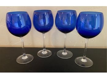 4 NIB Blue Wine Goblets