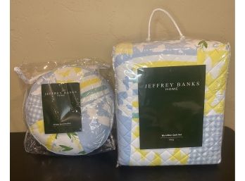 Jeffery Banks King Size Quilt Plus Matching Decorative Pillow