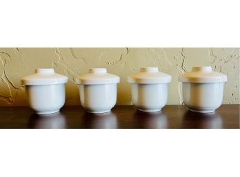 4 White Egg Cups With Lids