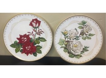 (2) The Edward Marshall Boehm Roses Of Excellence Collection Plates