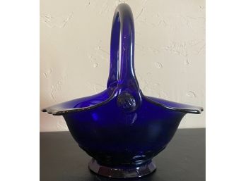 Cobalt Blue Blown Glass Basket