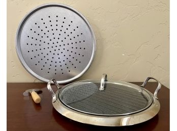 14' Pizza Pan With Rotary Cutter & 2 Pc. Stone Top Grill