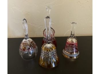 Vintage Assorted Crystal Bells Lot (4 Pieces)
