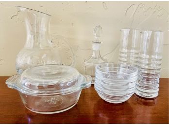 12 Pc. Assorted Glass Kitchen Wares With 8' Pitcher