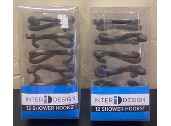 (2) Sets Of Inter Design Shower Hooks- New In Box