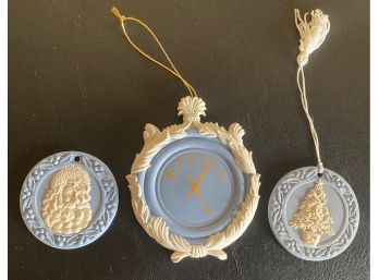 3  Vintage Wedgewood Blue/White Ornaments