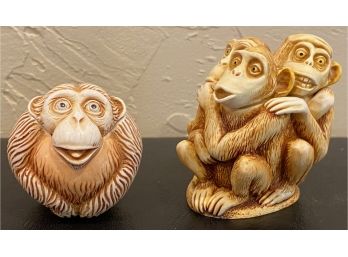 2 Harmony Kingdom Trinket Boxes With Monkeys