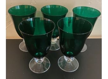 5 Green Lenox 7' Water Glasses