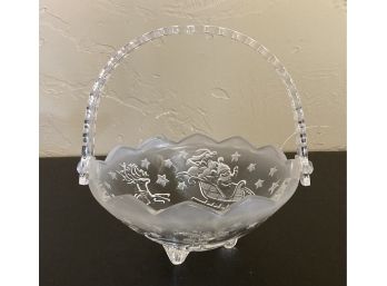 Small Vintage Holiday Glass Basket