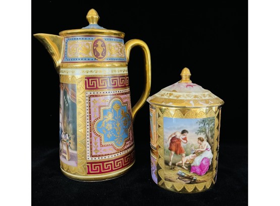 Antique Czech Porcelain Teapot & Lidded Mug