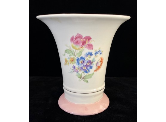 Vintage E.R. American Artwork Vase With Pink Edge