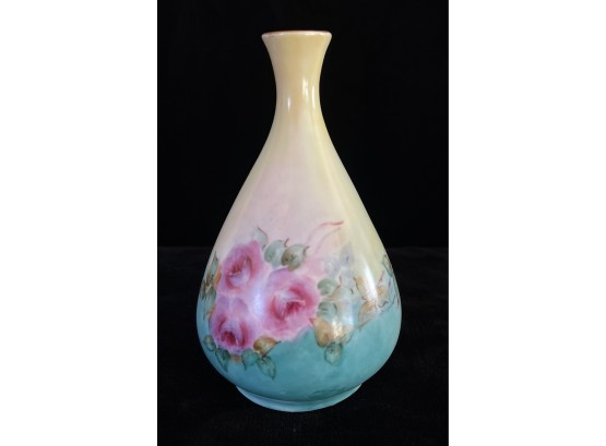 Vintage Signed Hand Painted Czech Porcelain Vase