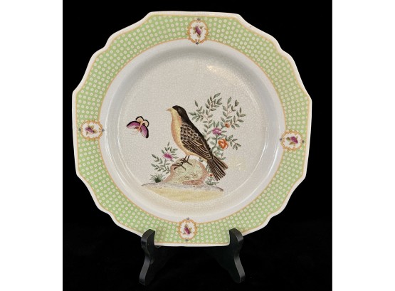 Decorative Chinese Stoneware Plate With Bird & Butterfly