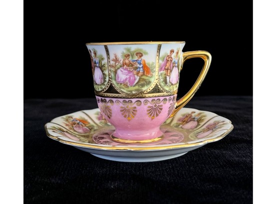 German Porcelain Demitasse Cup And Saucer With Gold Interior