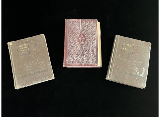 3 Antique Books With Emerson's Essays