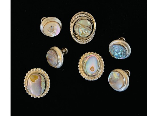 Sterling Silver 7 Piece Abalone Jewelry Lot