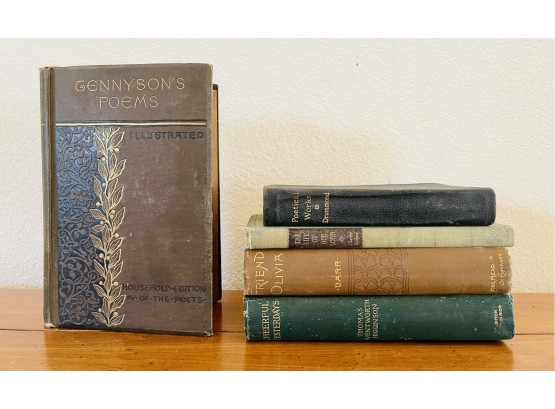5 Antique Books W/ Novels & Poetry