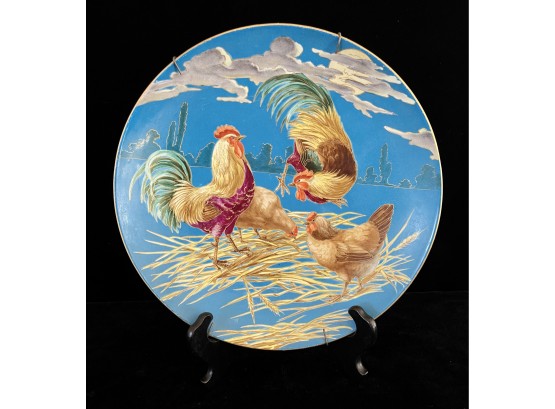 Lovely L& G Porcelain Plate With Roosters