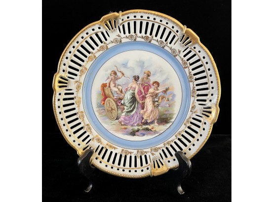 Vintage Porcelain Plate - German With Cutwork Edge