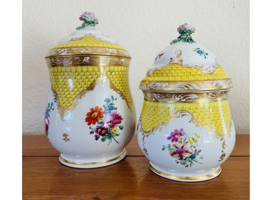 19th Century Royal Vienna Beehive/shield Porcelain Lidded Jars