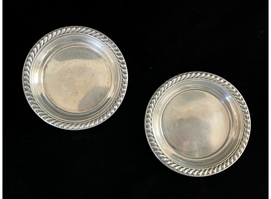 2 Small Sterling Silver Coasters- 44.7 Grams